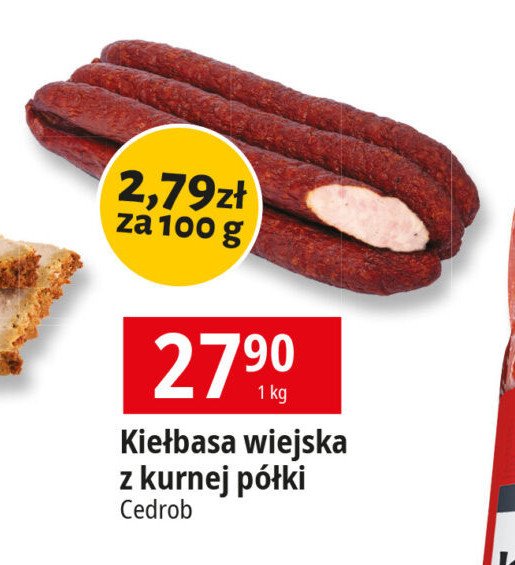 Kiełbasa wiejska z kurnej półki Cedrob promocja w Leclerc