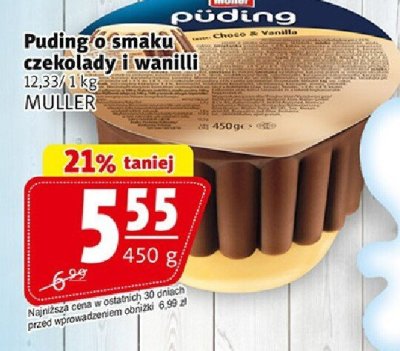 Puding o smaku czekolady i wanilli MÜLLER 450 g promocja w Prim Market