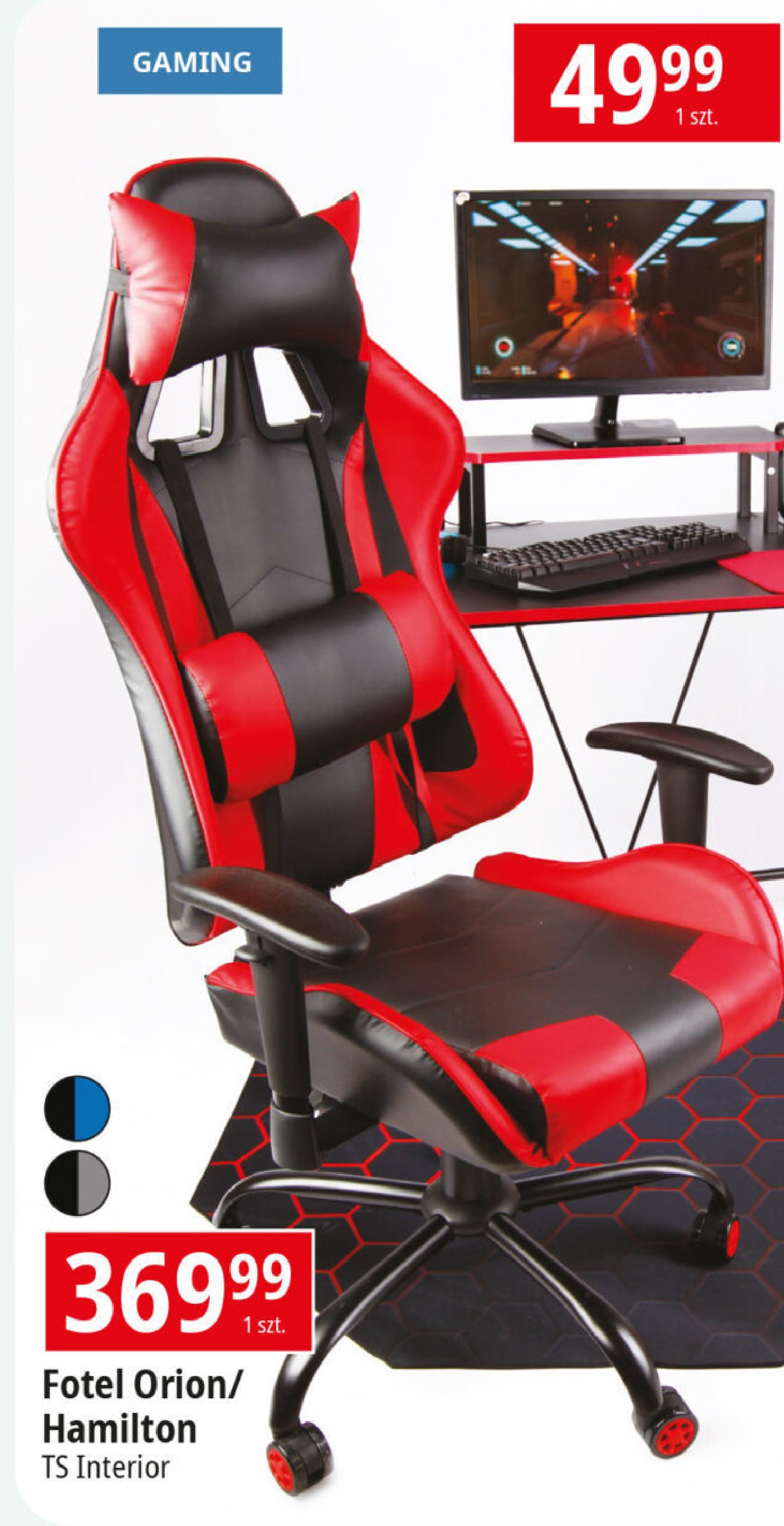 Fotel orion czarno-czerwony Ts interior promocja
