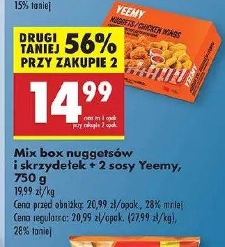 Mix box nuggets i skrzydełek + 2 sosy Yeemy promocja w Biedronka