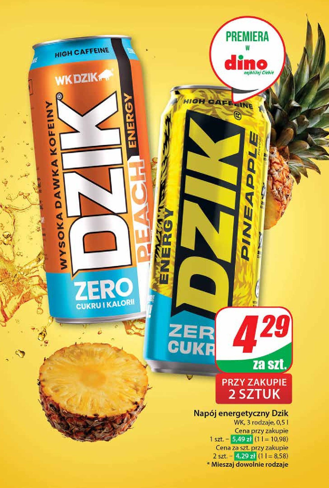 Napój energetyczny pineapple zero cukru WK DZIK promocja