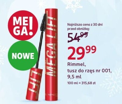 Tusz do rzęs Rimmel nr 001, 9,5 ml promocja w Rossmann