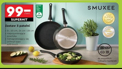 Komplet patelnii 20 cm + 24 cm + 28 cm Smukee promocja