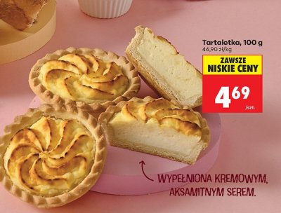 Tartaletka wypełniona kremowym, aksamitnym serem 100g promocja w Biedronka