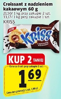 Croissant z nadzieniem kakaowym 60 g KRISS promocja w Prim Market