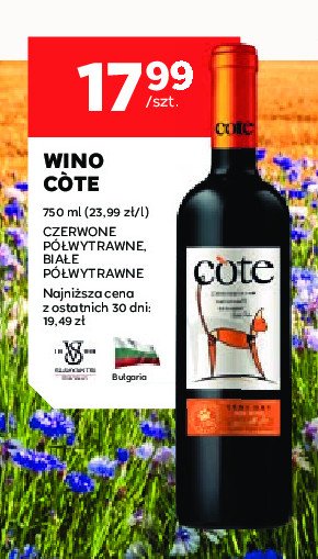Wino Cote white semi dry promocja