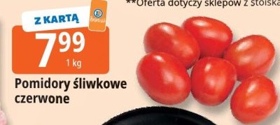 Pomidory śliwkowe czerwone promocja w Leclerc