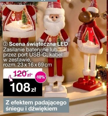 Scena świąteczna LED Zasilanie bateryjne lub przez port USB-C, kabel w zestawie, rozm. 23 x 16 x 69 cm promocja w Woolworth