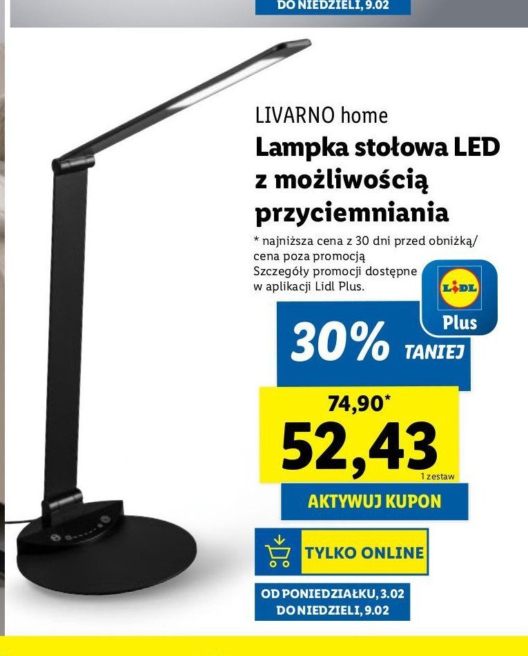 Lampa stołowa z funkcją przyciemniania LIVARNO HOME promocja