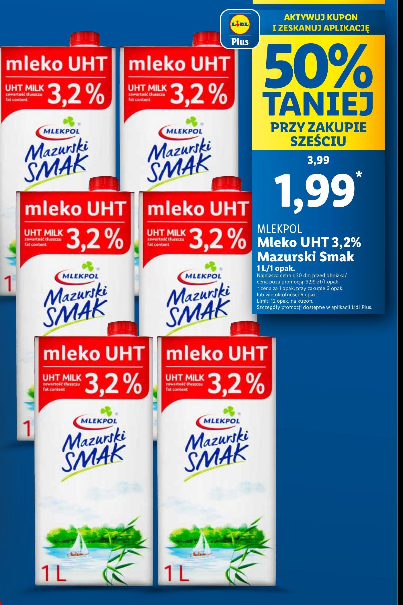 Mleko 3.2% Mazurski smak promocja w Lidl