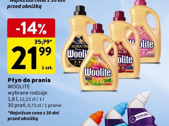 Płyn do prania mix colors Woolite keratin promocja w Intermarche