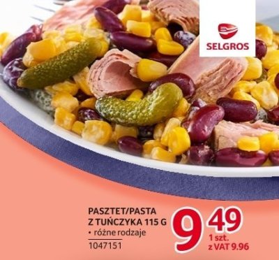 Pasta pasztet z tuńczyka różne rodzaje 115 g promocja w Selgros