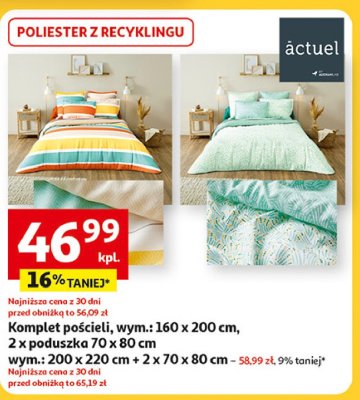 Komplet pościeli z recyklingu 160 x 200 cm + 2 x 70 x 80 cm Actuel promocja