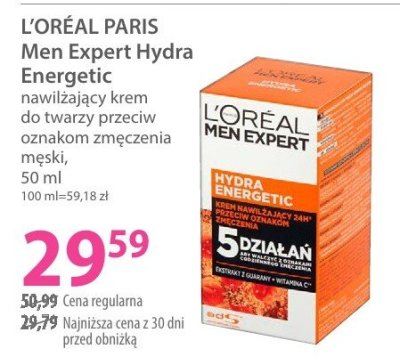 Krem do twarzy L'OREAL PARIS Men Expert Hydra Energetic nawilżający przeciw oznakom zmęczenia męski promocja w Hebe