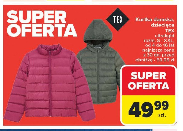 Kurtka damska s-xxl Tex promocja w Carrefour Market