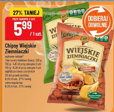 Chipsy Wiejskie Ziemniaczki, wybrane rodzaje promocja w POLOmarket
