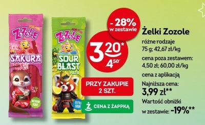 Żelki Zozole różne rodzaje promocja w Żabka