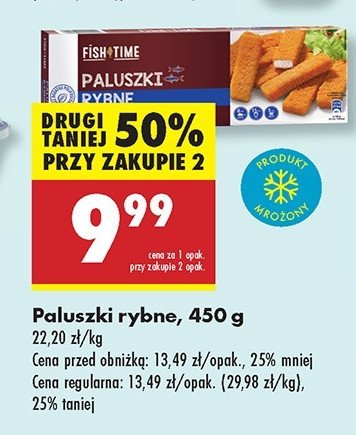 Paluszki rybne panierowane Fish time promocja w Biedronka