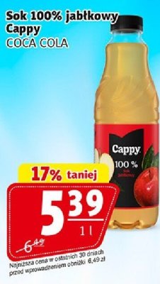 Sok 100% jabłkowy Cappy COCA COLA promocja w Prim Market