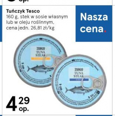 Tu艅czyk jednolity w sosie w艂asnym Tesco mw promocja