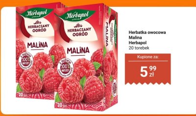 Herbatka owocowa Malina Herbapol 20 torebek promocja w Biedronka
