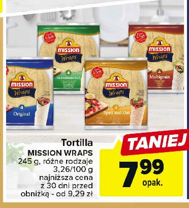 Tortilla wraps z m膮ki pszennej i orkiszwej z p艂atkami owsianymi Mission promocja