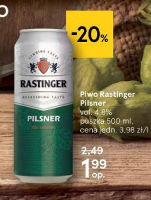 Piwo Rastinger pilsner promocja