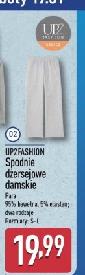 Spodnie dzersejowe damskie UP2FASHION Para 95% bawełna, 5% elastan; dwa rodzaje Rozmiary: S-L promocja w Aldi