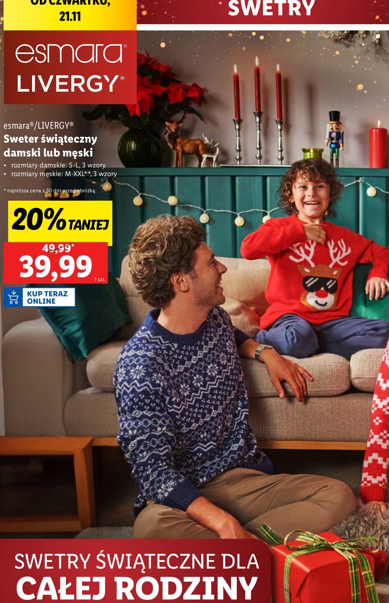 Sweter męski świąteczny m-xxl Livergy promocja w Lidl