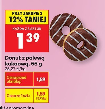 Donut z polewą kakaową, 55 g Biedronka promocja w Biedronka