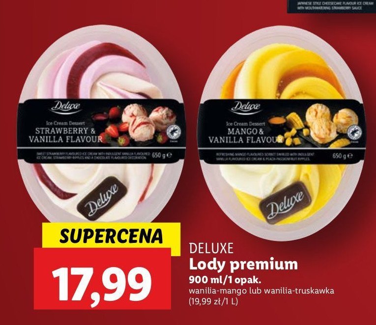 Lody wanilia i truskawka Deluxe promocja