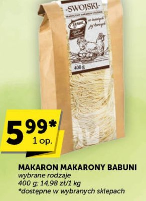 Makaron makaronowy babuni Swoiski promocja w Groszek