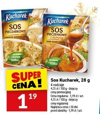 Sos Kucharek, różne rodzaje (pieczeniowy czosnkowy, pieczeniowy zwykły) promocja w Twój Market