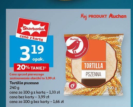 Tortilla pszenna Auchan promocja w Auchan