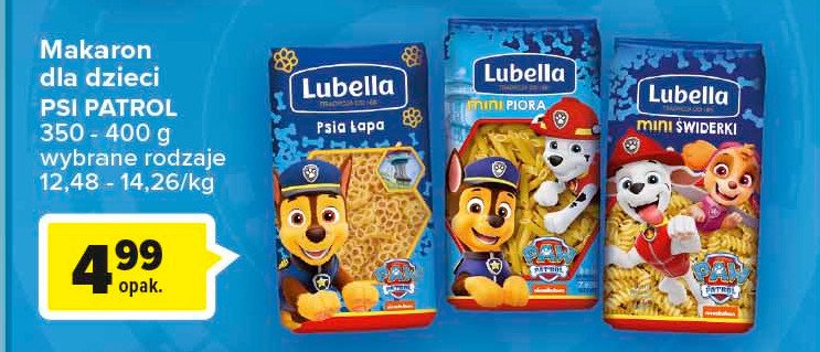 Makaron mini świderki psi patrol Lubella makaron promocja w Prim Market