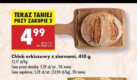 Chleb orkiszowy z ziarnami promocja w Biedronka