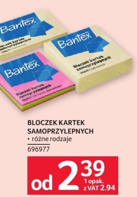 Bloczek kartek samoprzylepnych Bantex różne rodzaje promocja w Selgros