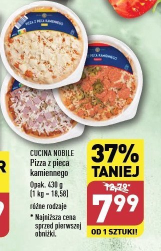 Pizza z pieca kamiennego z szynką i pieczarkami Cucina nobile promocja
