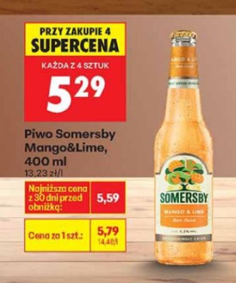 Piwo Somersby Mango&Lime, 400 ml promocja w Biedronka