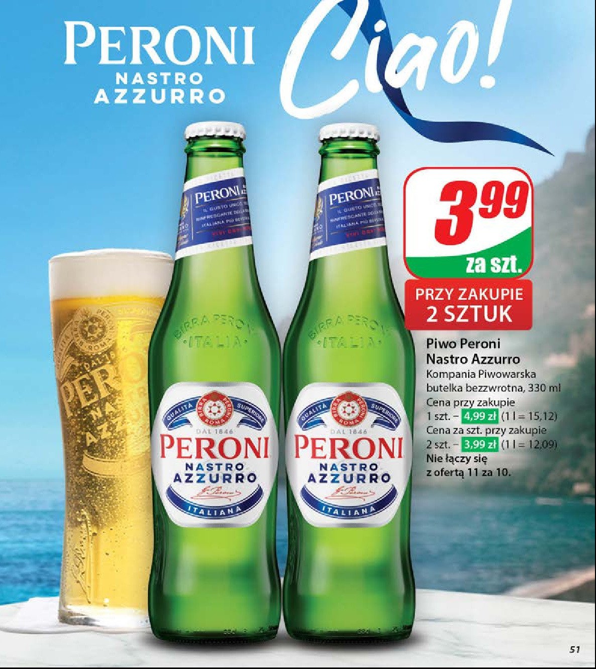 Piwo Peroni nastro azzurro promocja