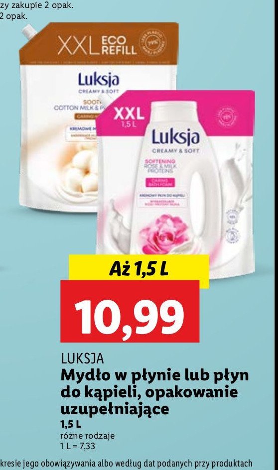 Płyn do kąpieli rose & milk zapas Luksja creamy & soft promocja