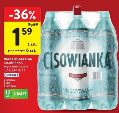 Woda mineralna CISOWIANKA niegazowana promocja w Intermarche