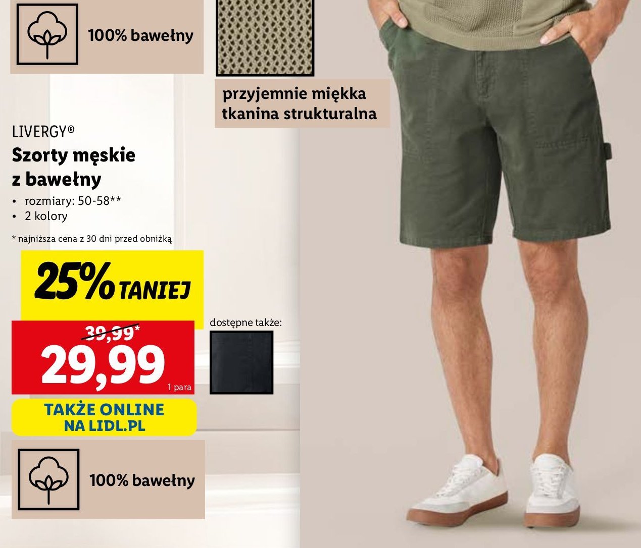 Szorty męskie 50-58 Livergy promocja w Biedronka