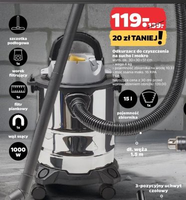 Odkurzacz do czyszczenia na sucho i mokro promocja w Netto