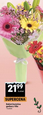 Bukiet kwiatów gerbery i lilie promocja w Delikatesy Centrum
