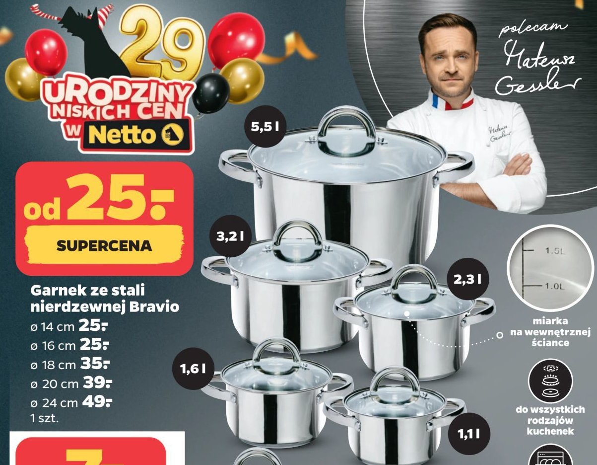 Garnek bravio 24 cm Florina (florentyna) promocja w Netto