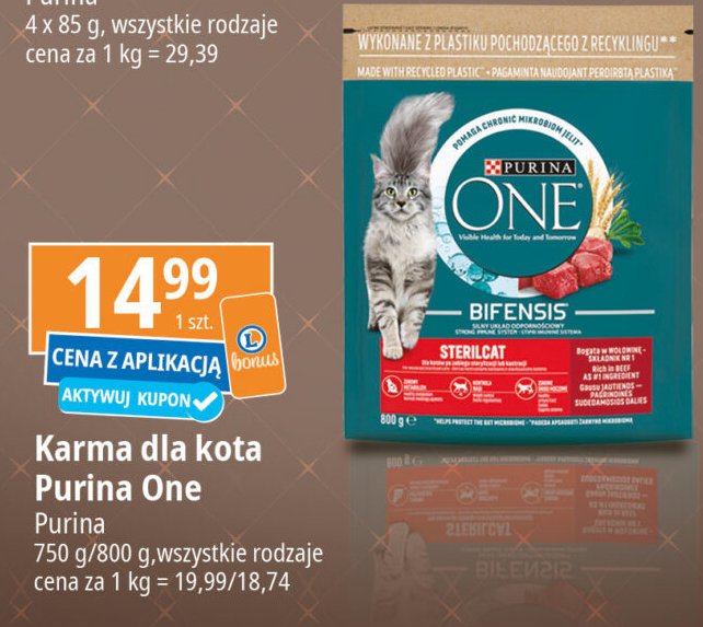 Karma dla kota sterilcat Purina one promocja w Leclerc