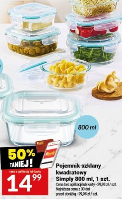 Pojemnik szklany kwadratowy Simply 800 ml promocja w Twój Market