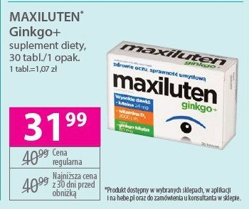 Tabletki na wzrok MAXILUTEN GINKGO+ promocja