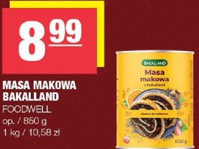 Masa makowa Bakalland Foodwell promocja w SPAR